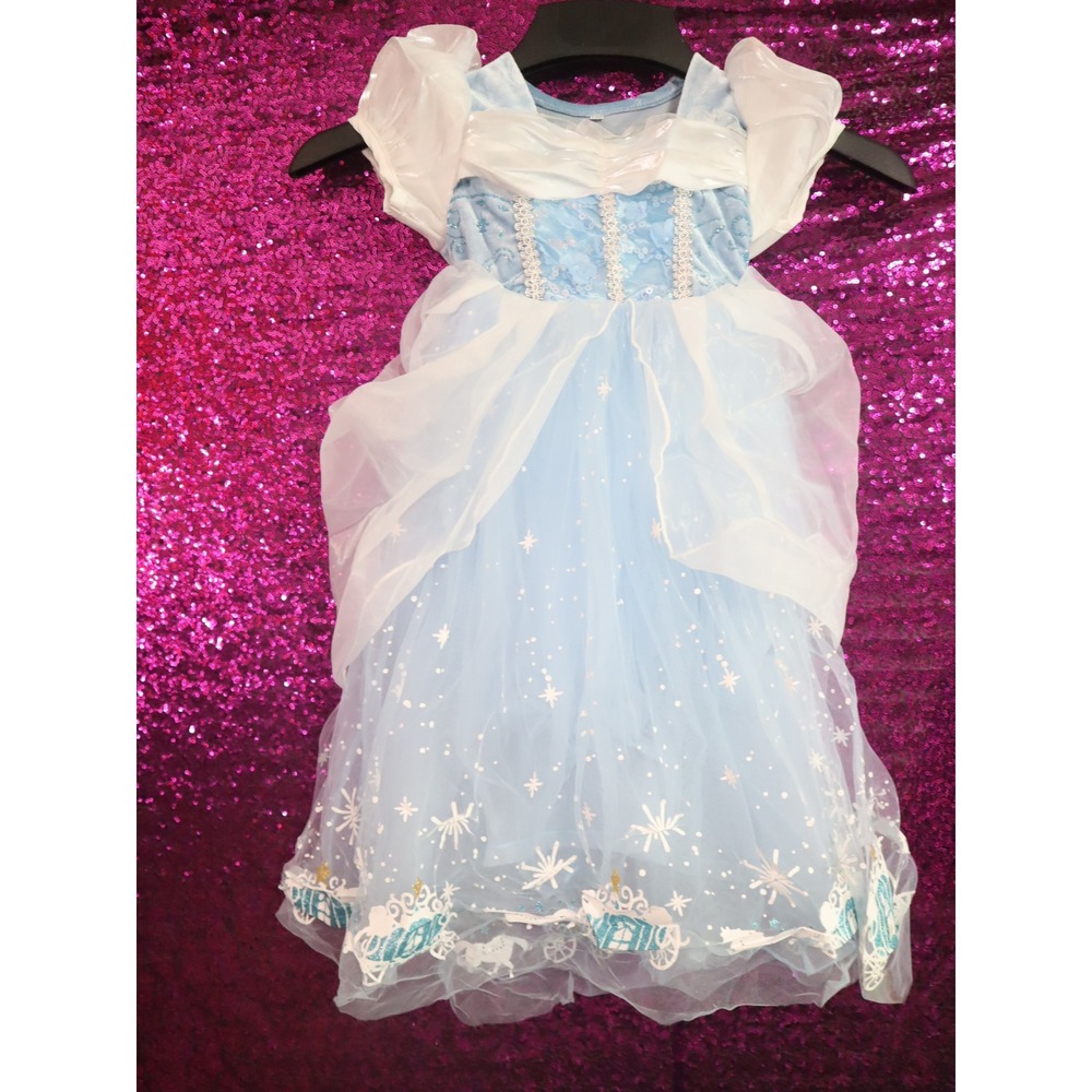 *FLAWED* Blue Princess Dress 100 Kids Cinderella Costume Sequin Tulle Accessorie